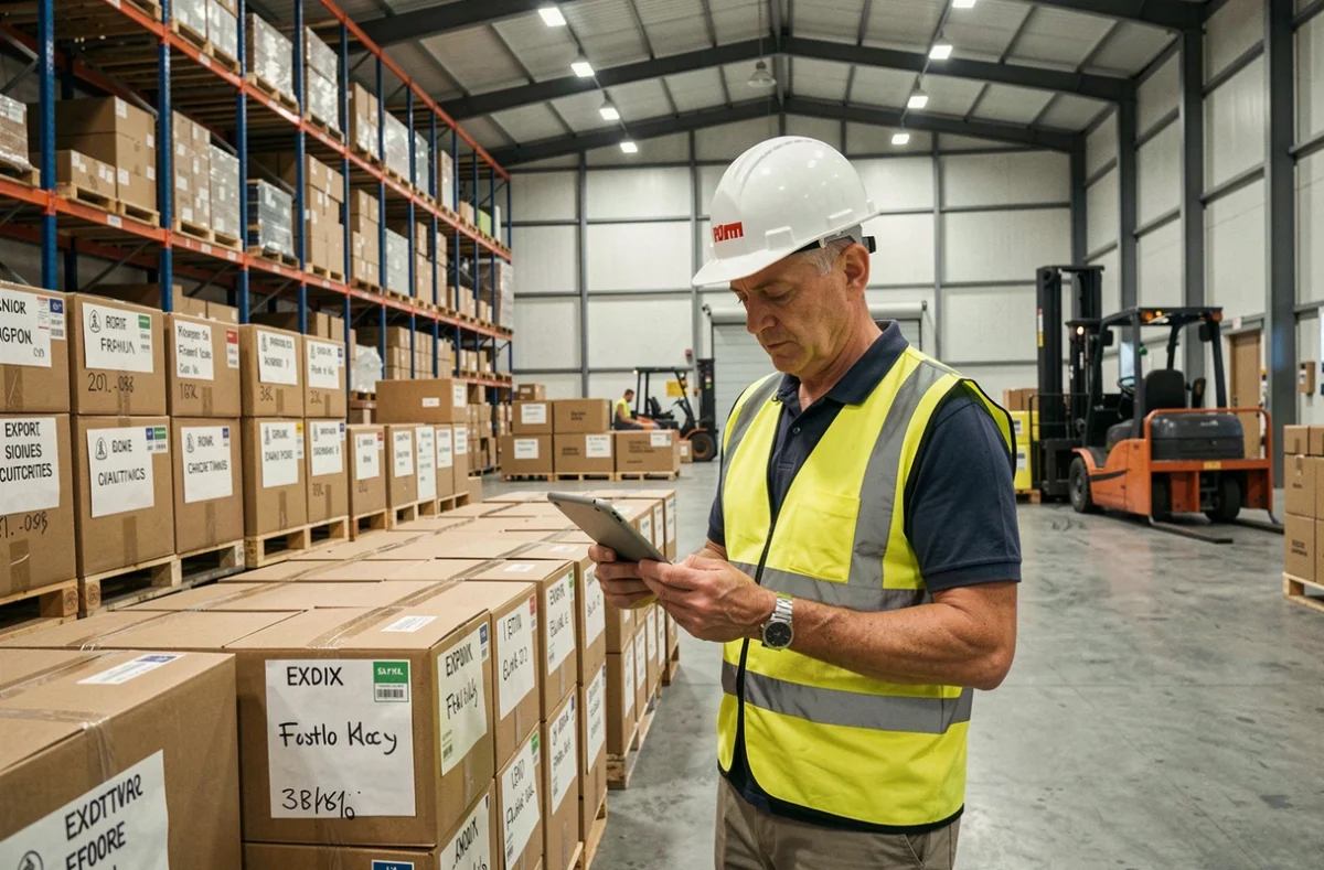 Responsable logistique dans un entrepôt de zone franche supervisant des exportations vers le marché africain continental